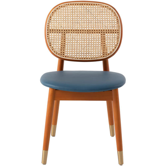 Holbeck Wicker Dining Chair with Upholstered Leather Seat
