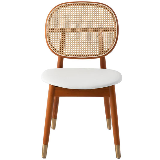 Holbeck Wicker Dining Chair with Upholstered Leather Seat