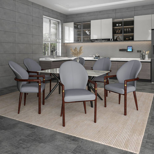 Opaline Series Elegant Wooden Dining Chair in Two-Tone Grey - Set of 2