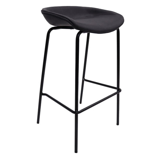 Barstool with Upholstered Faux Leather Seat and Powder Coated Iron Frame