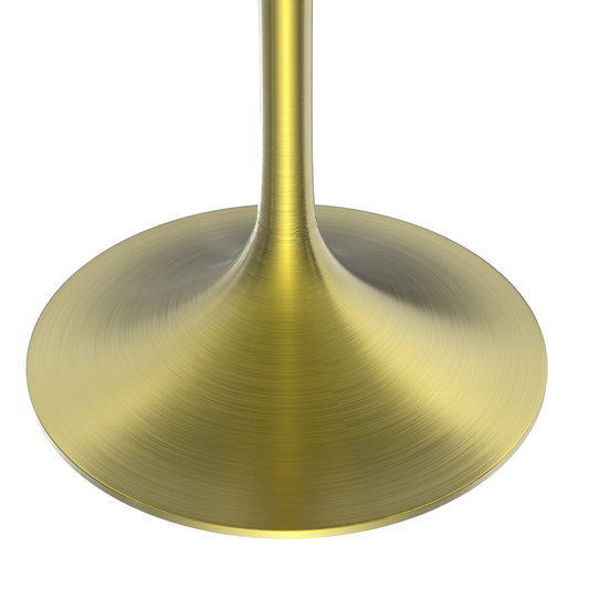 48 Round Dining Table, Brushed Gold Base with Sintered Stone White Top