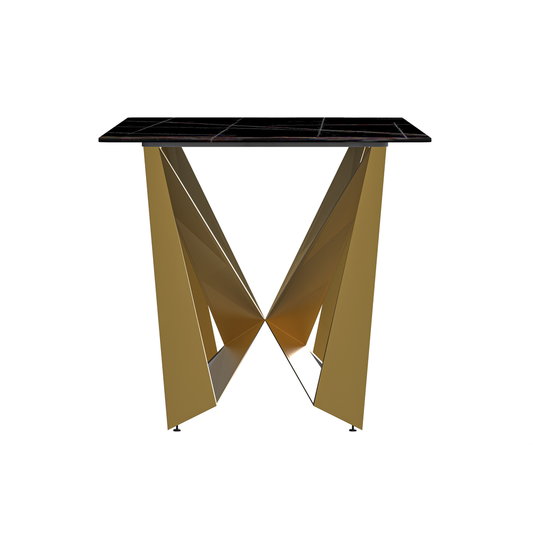 Modern Dining Table with a 55" Rectangular Top and Gold Steel Base