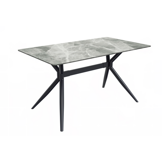 Black Stainless Steel Dining Table 55 With Light Grey Sintered Stone Top