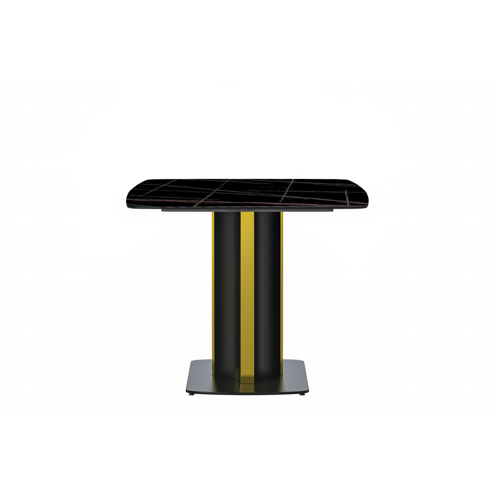 Modern Dining Table Black and Gold Base, With 55 Black/Gold Sintered Stone Top