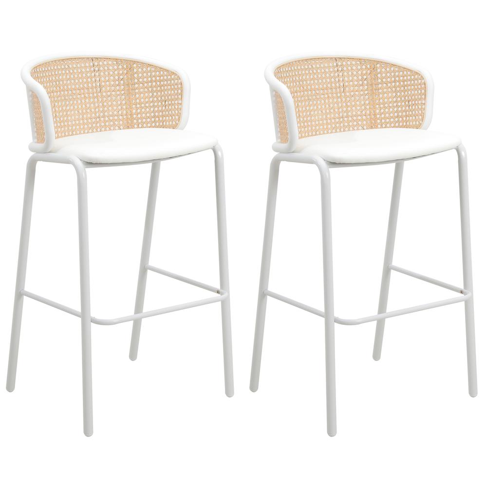 Seat and White Powder Coated Steel Frame, Set of 2