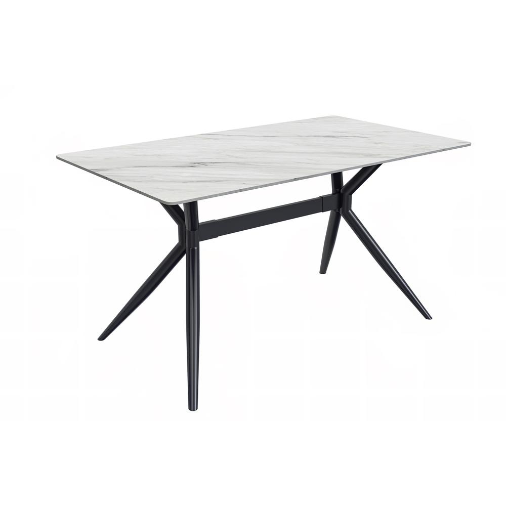 Elega Series Black Stainless Steel Dining Table 55 With White Sintered Stone Top