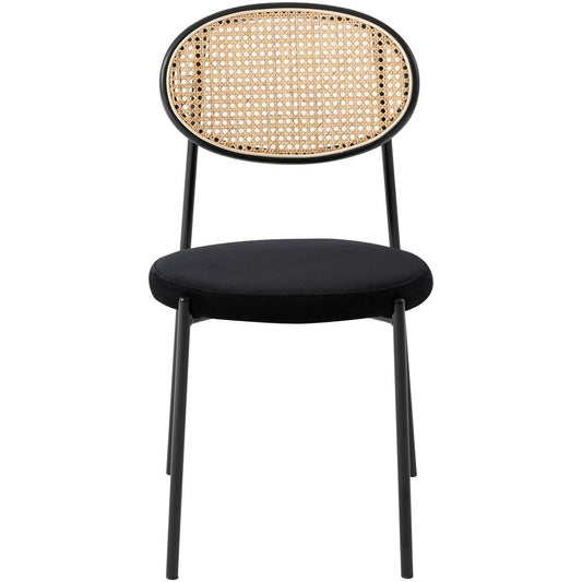 Euston Modern Wicker Dining Chair with Velvet Round Seat Set of 4