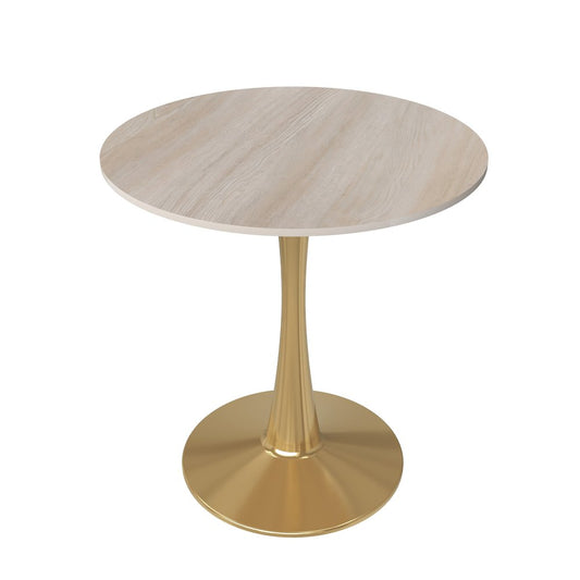 Bristol 27" round dining table Gold base with marbled MDF top