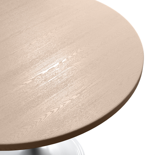 Verve 36 Round Dining Table, White Base with Light Natural Wood MDF Top