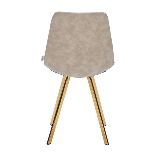 Markley Modern Leather Dining Chair With Gold Legs in Taupe