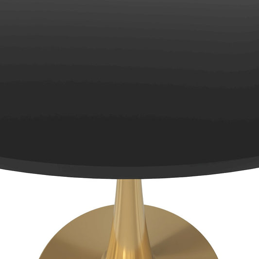 Bristol 35" round dining table Gold Base With Black Top