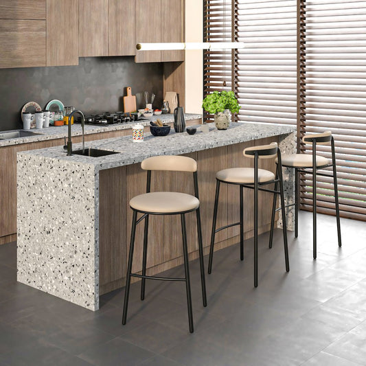 Lume Collection Modern Bar Stool in Dark Taupe Set of 2