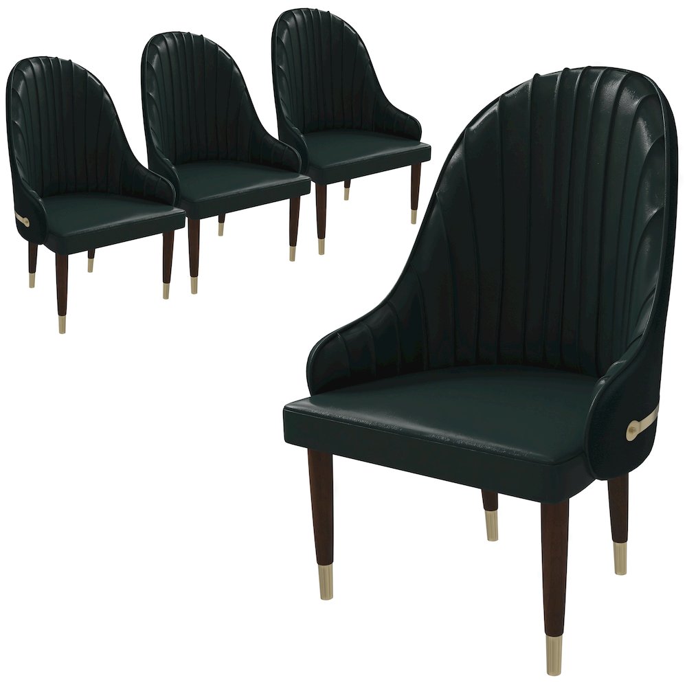 Elara Collection Wooden Dining Chair in Two-Tone Green Set of 4