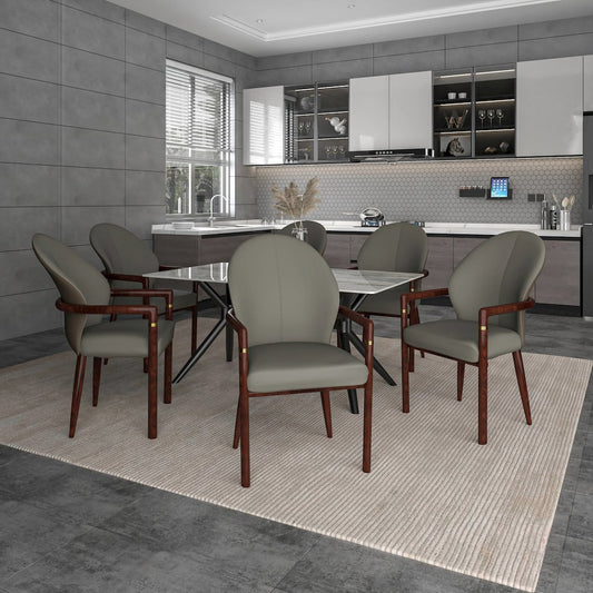 Opaline Series Elegant Wooden Dining Chair in Two-Tone Kahki - Set of 4