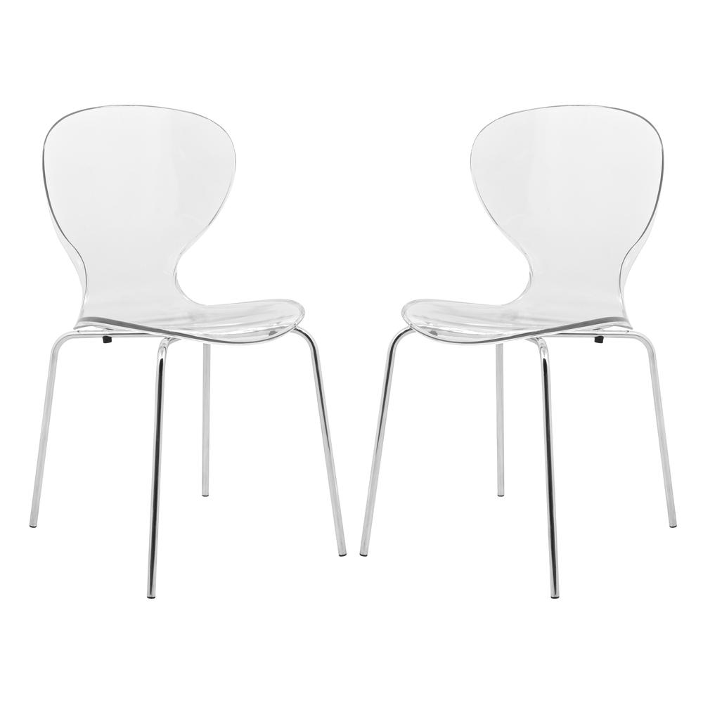 Modern Oyster Transparent Side Chair, Set of 2