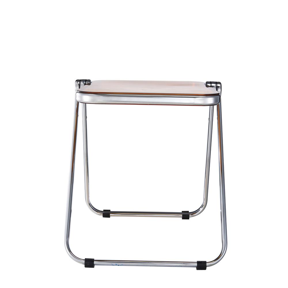 Rectangular Folding Side Table in Chrome Finish with Plastic Tabletop