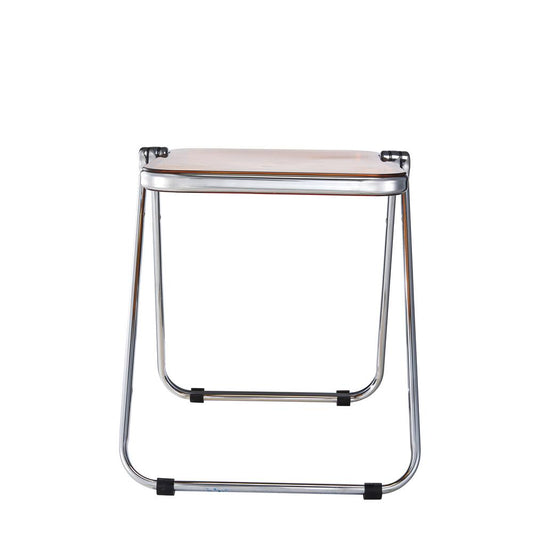 Rectangular Folding Side Table in Chrome Finish with Plastic Tabletop