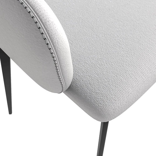 Sonnet Series Modern Dining Chair in Coconut White Fabric - Set of 2