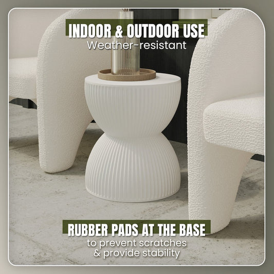 Modern Side End Table Spire Series In White