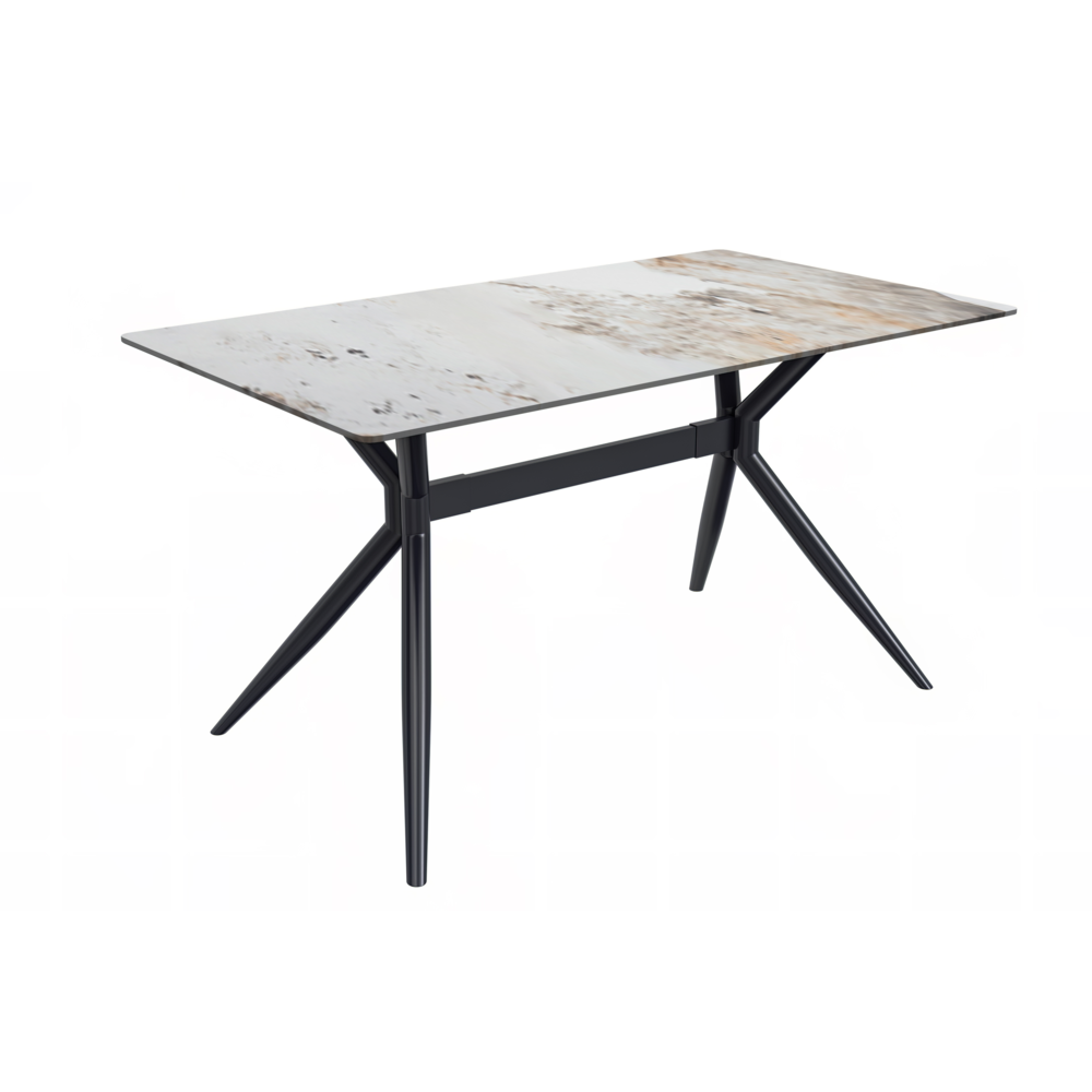 Black Stainless Steel Dining Table 55 With White Grey Sintered Stone Top