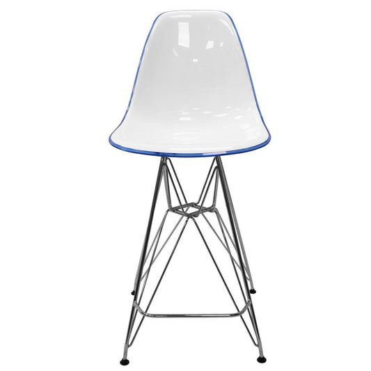 Cresco Modern Acrylic Barstool with Chrome Base and Footrest