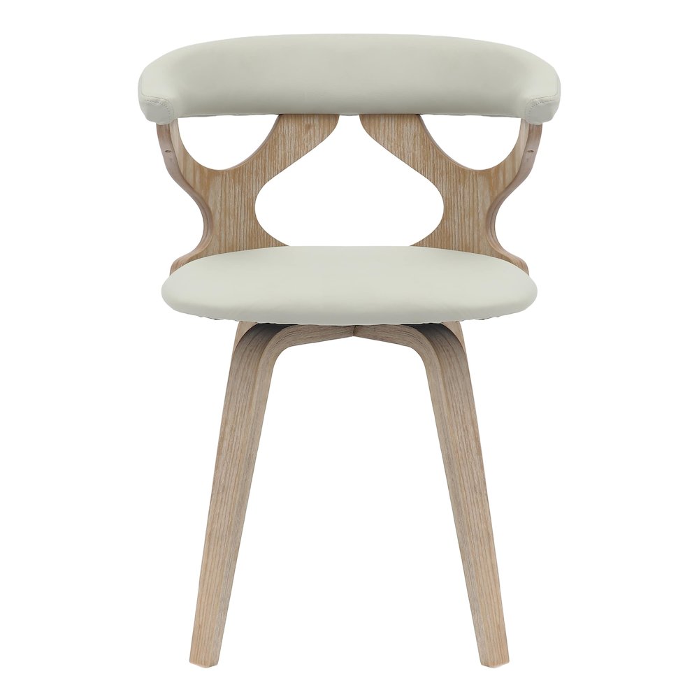 Modern Wooden Dining Chair, Washed Walnut Frame in Light Grey