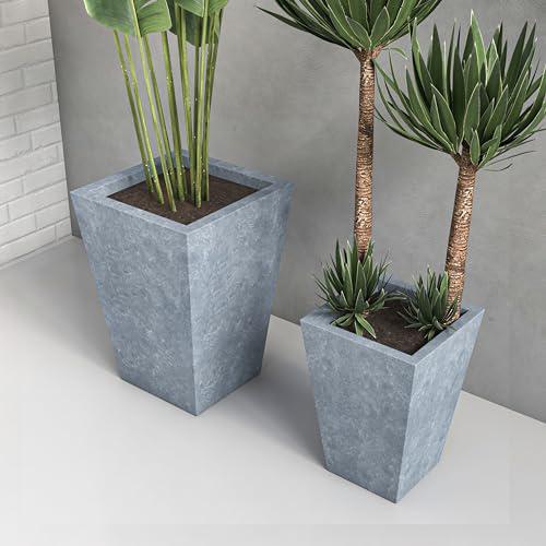 Serene Series Planter Set In Aged Concrete
