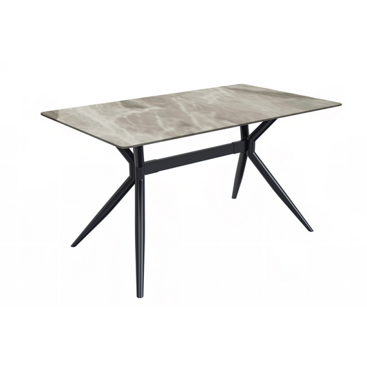 Black Stainless Steel Dining Table 55 With Deep Grey Sintered Stone Top