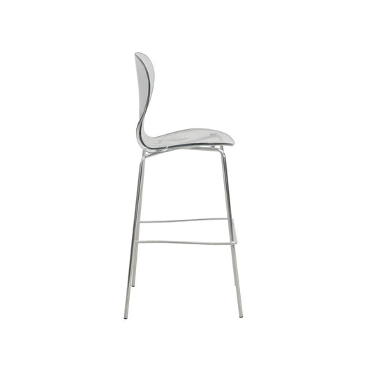 Oyster Acrylic Barstool with Steel Frame in Chrome Finish