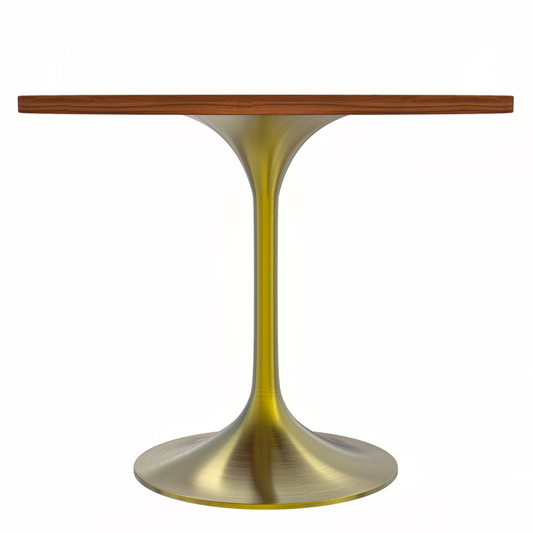 Verve 36" Round Dining Table, Brushed Gold Base with Cognac Brown MDF Top