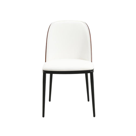 Dining Side Chair with Leather Seat and Steel Frame Set of 2