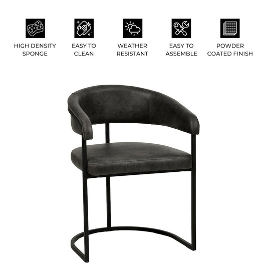 Aero Collection Modern Dining Chair in Charcoal Set of 2