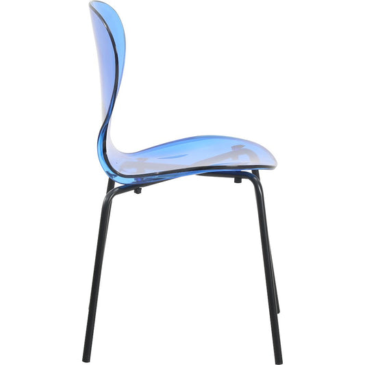 Modern Oyster Transparent Side Chair in Black Base