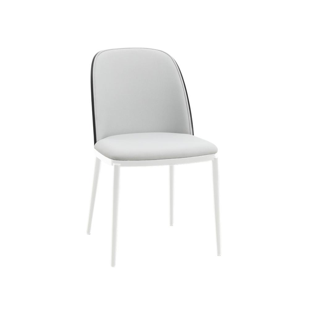 Dining Side Chair with Velvet Seat and White Powder-Coated Steel Frame
