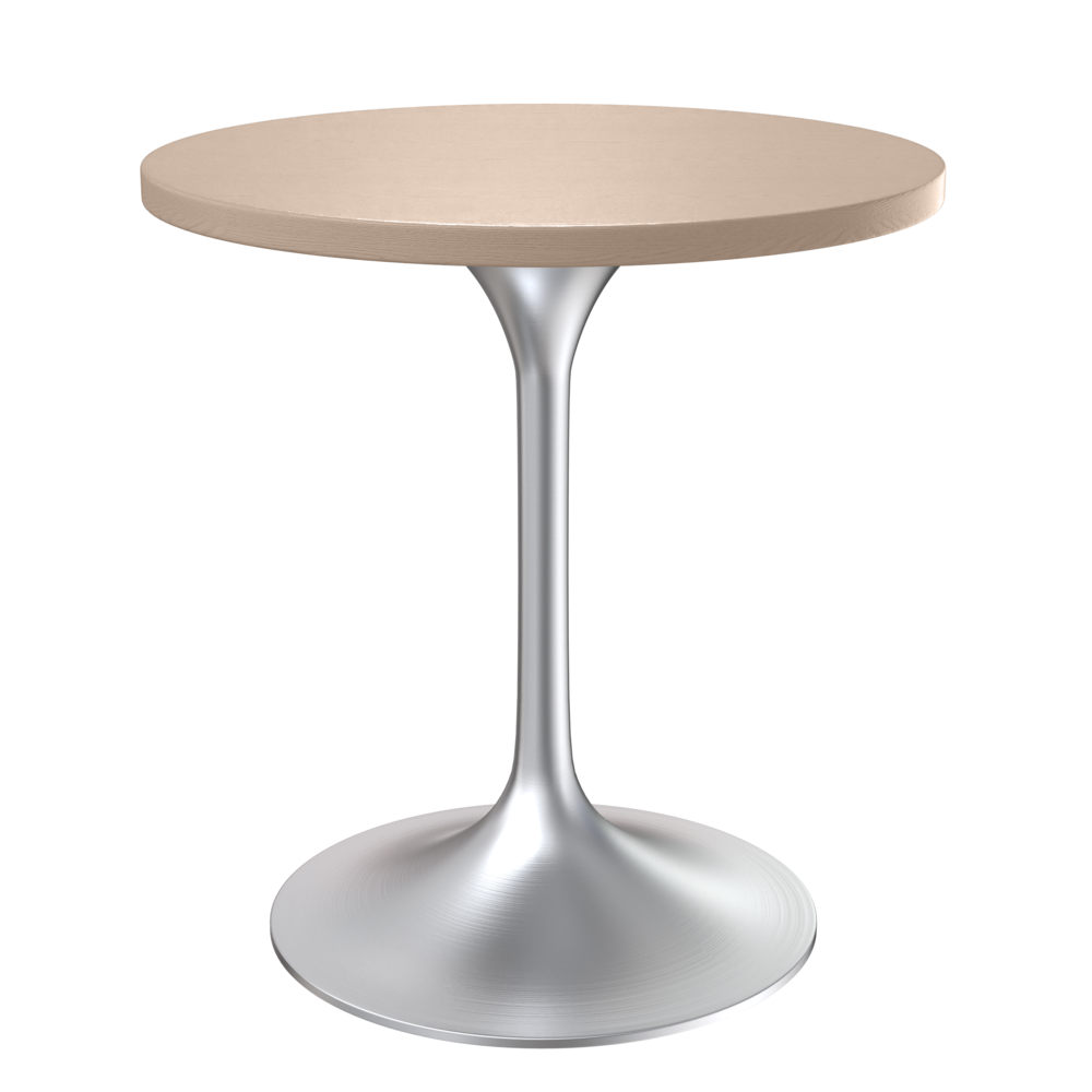 Verve 27" Round Dining Table, Brushed Chrome Base with Light Natural Wood Top