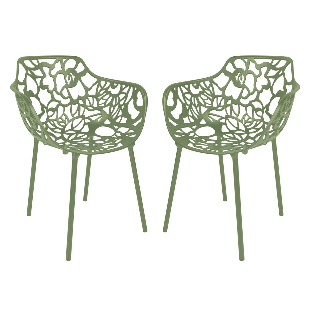 Modern Devon Aluminum Armchair, Set of 2
