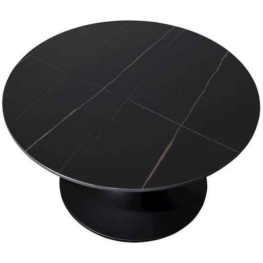 Verve Coffee Table Black base with 24" round sintered stone top