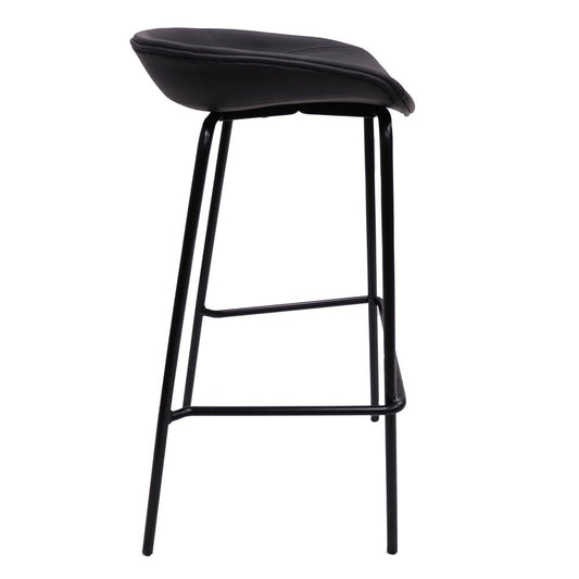 Barstool with Upholstered Faux Leather Seat and Powder Coated Iron Frame