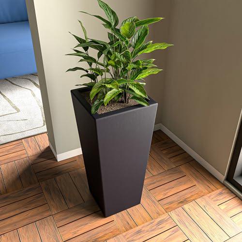 Orna Series Poly Stone Planter 13.8 Dia 29.4 High in Black