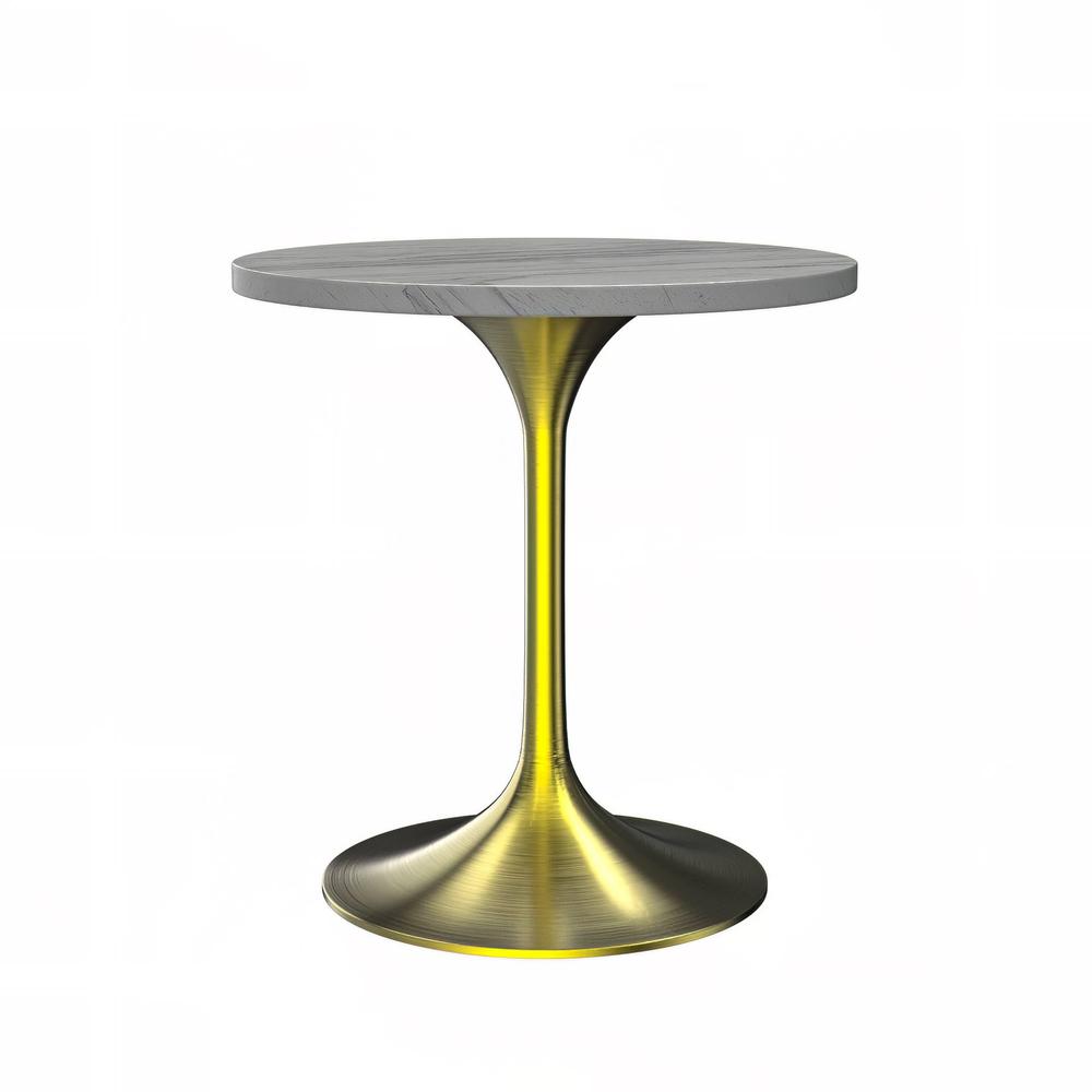 Verve Collection 27 Round Dining Table, Brushed Gold Base