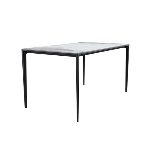 Modern Dining Table Black Base, With 55 Medium Grey Sintered Stone Top