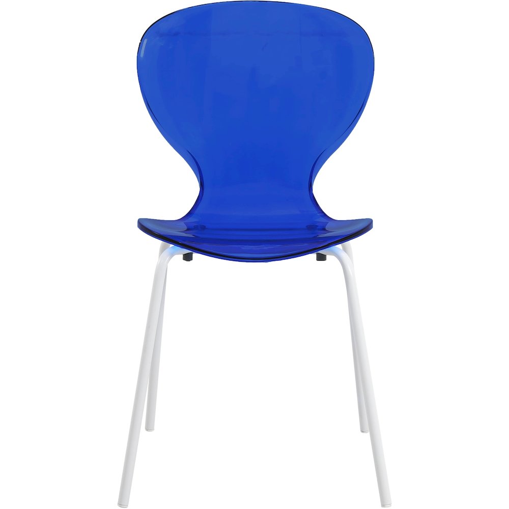 Modern Oyster Transparent Side Chair in White Base Set of 2