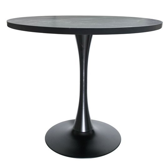 Bristol Dining table, Black Base with 36 Round Marbleized Black MDF top