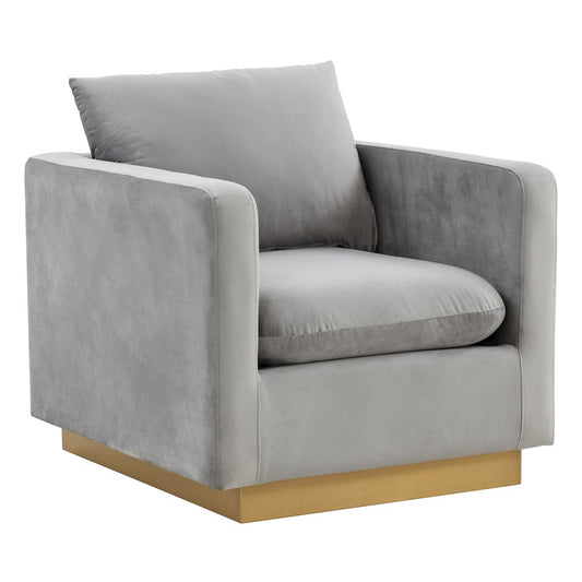 Nervo Velvet Accent Armchair With Gold Frame