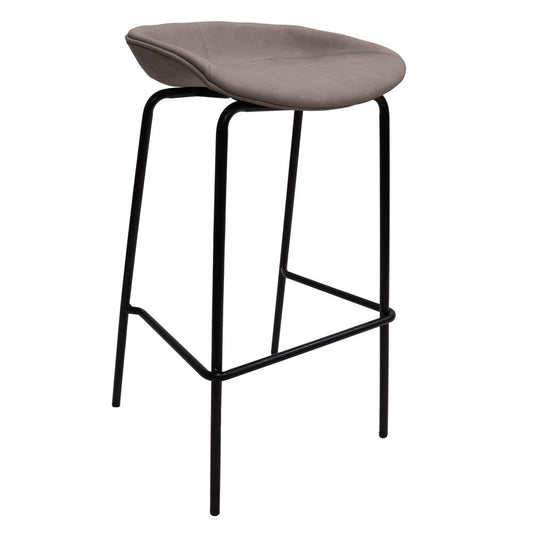 Barstool with Upholstered Faux Leather Seat and Powder Coated Iron Frame