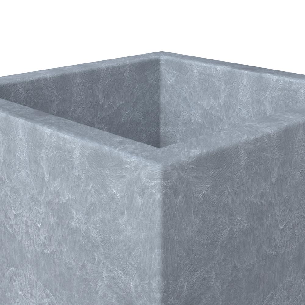 Fern Series Poly Stone Planter 19.7" Cube in Grey
