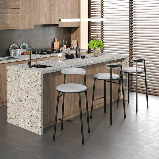 Lume Collection Modern Bar Stool in Grey Set of 2