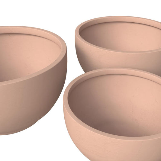 Grove Series Poly Stone Planter Set in Terracotta