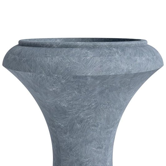 Daisy Series Poly Fiber Stone Planter in Aged Concrete, 14 Dia, 24.8 High
