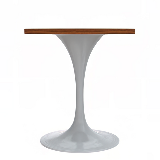 Verve 27 Round Dining Table, White Base with Cognac Brown MDF Top
